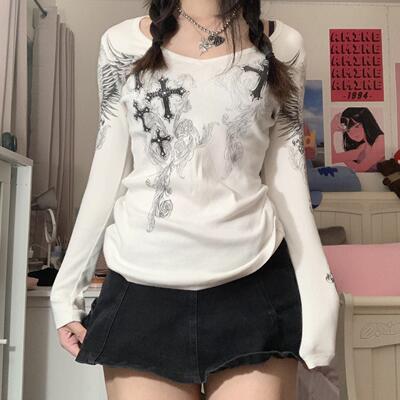 Long Sleeve Tops y2k Women Clothes Fairycore Grunge Tee女装