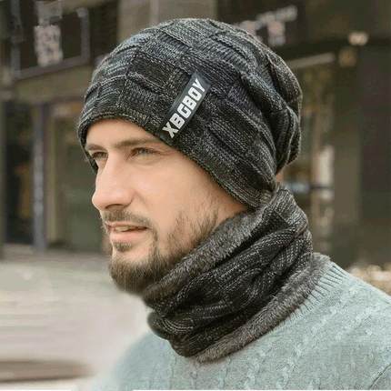 Winter Hat for Men Women Pullover Hat Scarf Suit Plus Velvet