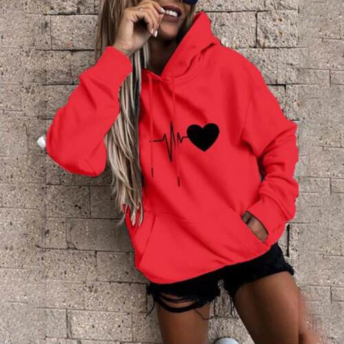 Autumn Winter Print Fleece Hoodie Sweater Women Fashion New