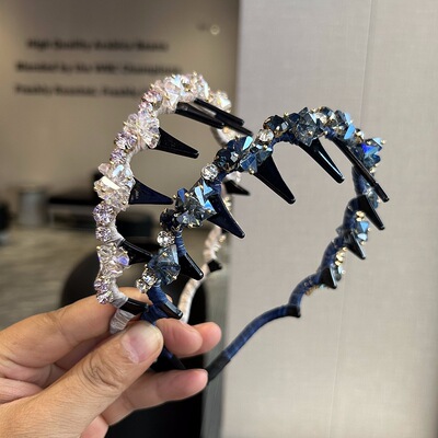 韩系轻奢水晶发箍高级感发梳带齿碎发头箍百搭洗脸发卡头饰女发饰