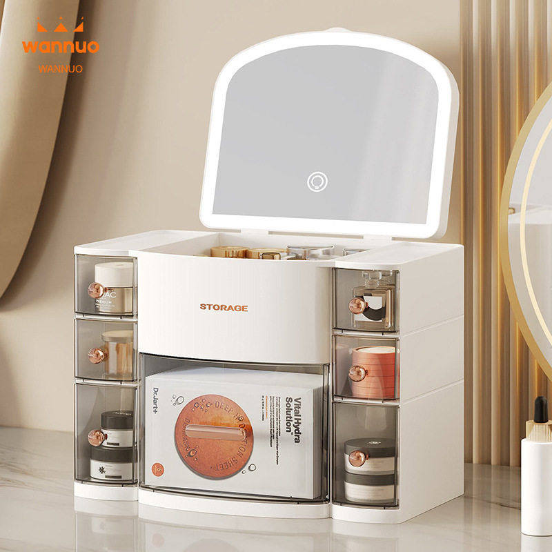 化妆品收纳盒带镜子级感桌面大容量防尘抽屉式口红护肤品梳妆台,收纳整理,化妆箱/盒,淘宝优惠券,粉丝福利购,淘宝优惠卷