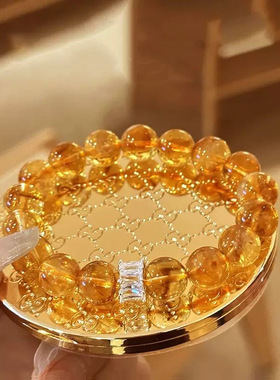 2025新款黄水晶转运女士月老祠堂风水招财事业手链饰品旺运