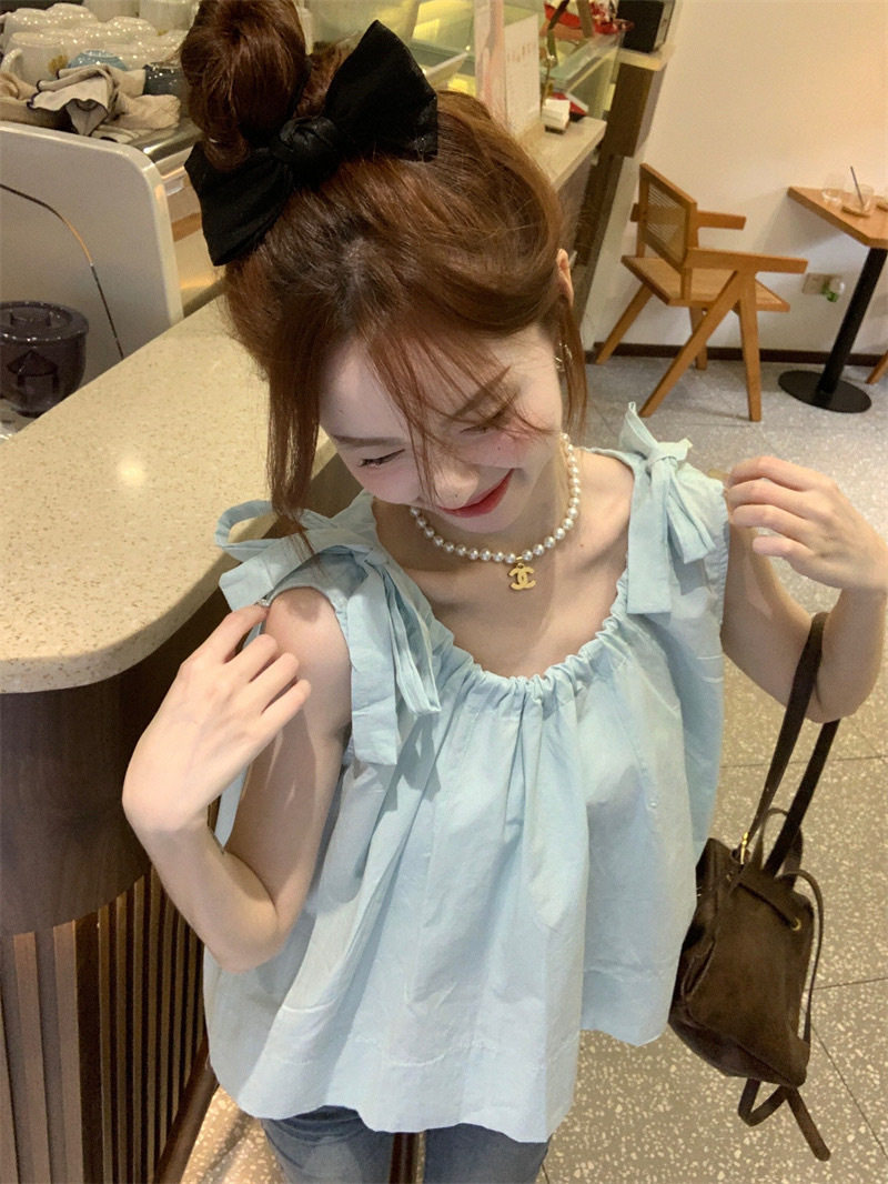 អាវយឺត Babydoll ដែលគ្មានដៃអាវសម្រាប់ស្ត្រីរដូវក្តៅឆ្នាំ 2026 អាវសាច់ក្រណាត់រលុងថ្មី និស្ស័យសុភាពរាបសារ
អាវទ្រនាប់ពណ៌ស
អាវពណ៌បៃតង