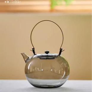 天久璃匠铜提梁玻璃烧水壶电陶炉专用大容量高硼硅耐热煮水泡茶壶