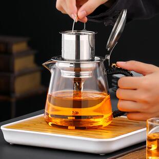 电陶炉办公室专用 耐高温加厚玻璃泡茶壶单壶不锈钢过滤煮茶器套装