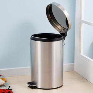 家用带盖圆形厕所厨房客厅大号垃圾筒 欧润哲不锈钢垃圾桶脚踏式