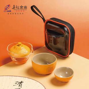 泡茶壶茶杯送礼旅行茶具大吉大利 恒越快客杯一壶二杯陶瓷家用套装