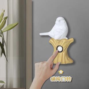 免布线音乐叮咚 创意小鸟无线门铃一拖二家用远距离户外电子电池款