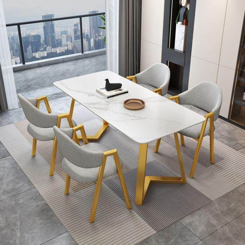 意式轻奢板餐x3dJrYs6桌组合现代形简约家椅用小户型吃饭长方桌岩