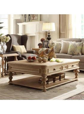 美式乡村实木茶26864复几电视柜组合小用户客厅法式古方形抽屉家