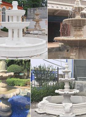 园林景观石喷泉雕石35084曲阳厂家大景观大理喷泉雕刻跌型水钵喷