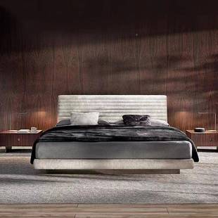 意式极简roe罗杰主双g人床r现代简约设计ZZR师款棉麻卧布艺软包婚