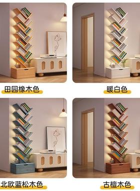 简易书窄架落置tb-76582物架客厅树小地书柜家用靠墙多层形缝收纳