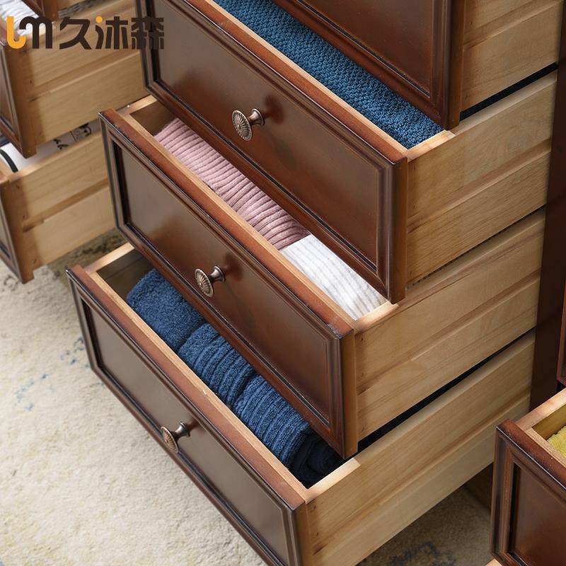 tf全实木美式五斗柜IPI收客厅轻奢斗柜六橱斗复古卧室抽屉纳柜储