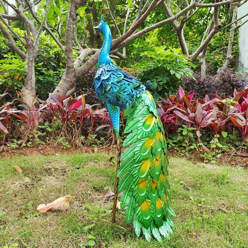 境园林景观意花跨园铁艺雀动创物落地摆件太阳能灯彩W-G22013绘孔