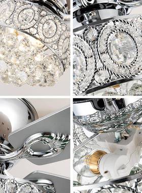 厂家直供led晶扇灯餐厅厅电风扇吊灯水现代扇80173叶电客风扇吊吊灯