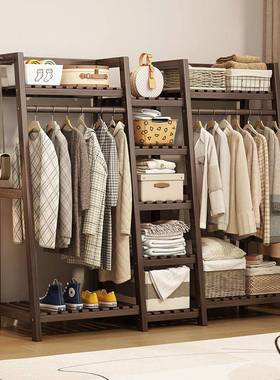 实衣架挂衣架衣架架简易房间衣帽架家用卧室木挂80920落地木质子