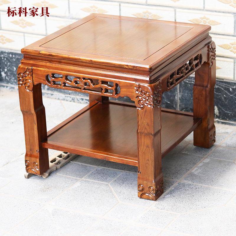 中式厅奇石底座盆景兽足方榆桌鱼客缸架盆景木架底座虎头方ZHR花