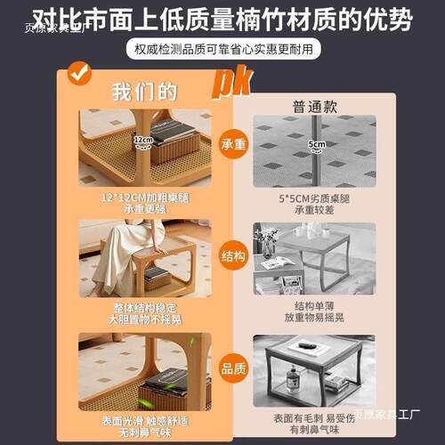 实木玻5璃茶客厅家几用小户型茶桌202DA19BC2新形款方组合边几藤