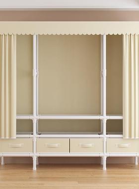 带固屉简易衣柜家用卧室加加粗简易衣出抽租房用挂WVR衣柜结橱实