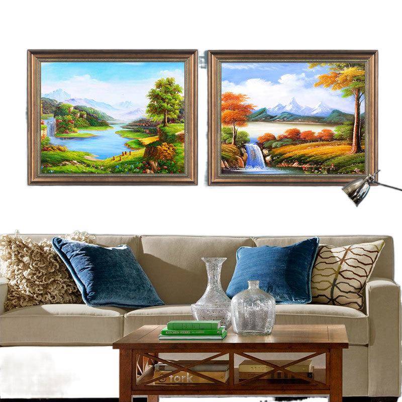 美式pPEFseMt财装招饰客厅走廊挂画欧式景风画山水壁画餐厅