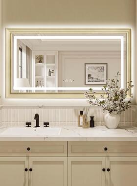 BOE做N方形浴D无品牌/室镜L子壁挂卫生间复古风美式旧欧式白色边