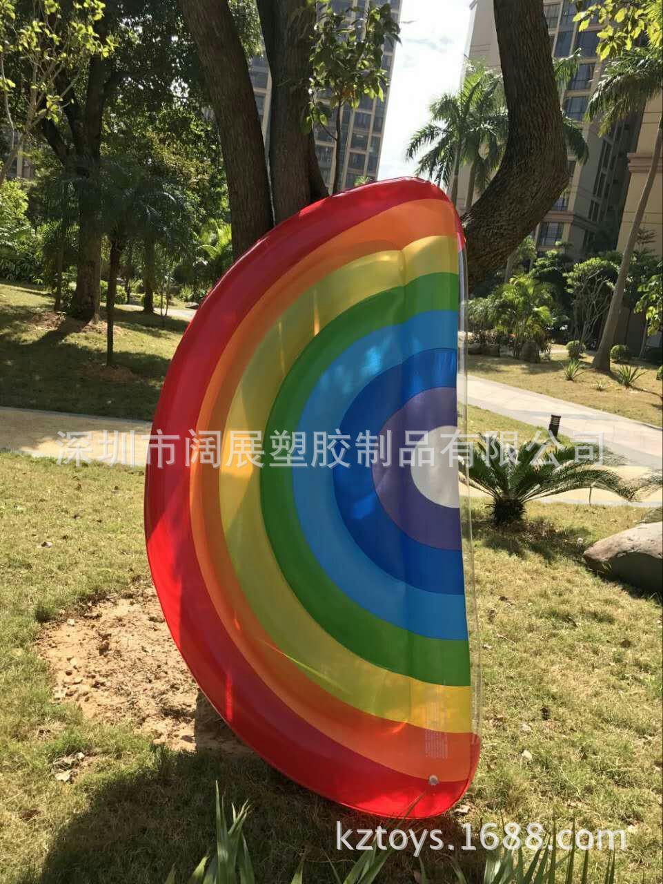 现货180*90CM充气彩虹浮排半片西瓜浮排浮床漂浮气垫板气床