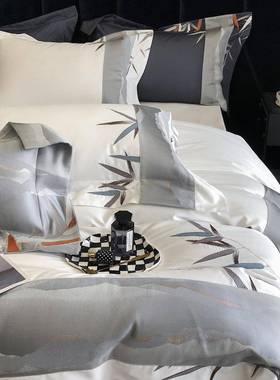 新中式简约刺套绣100支双股刺澳棉单长绣绒棉四件全000033棉床被