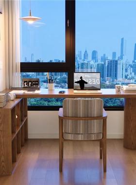 卧室靠墙带柜子办全实木转角桌书学生习62869桌家学用拐角l形电脑