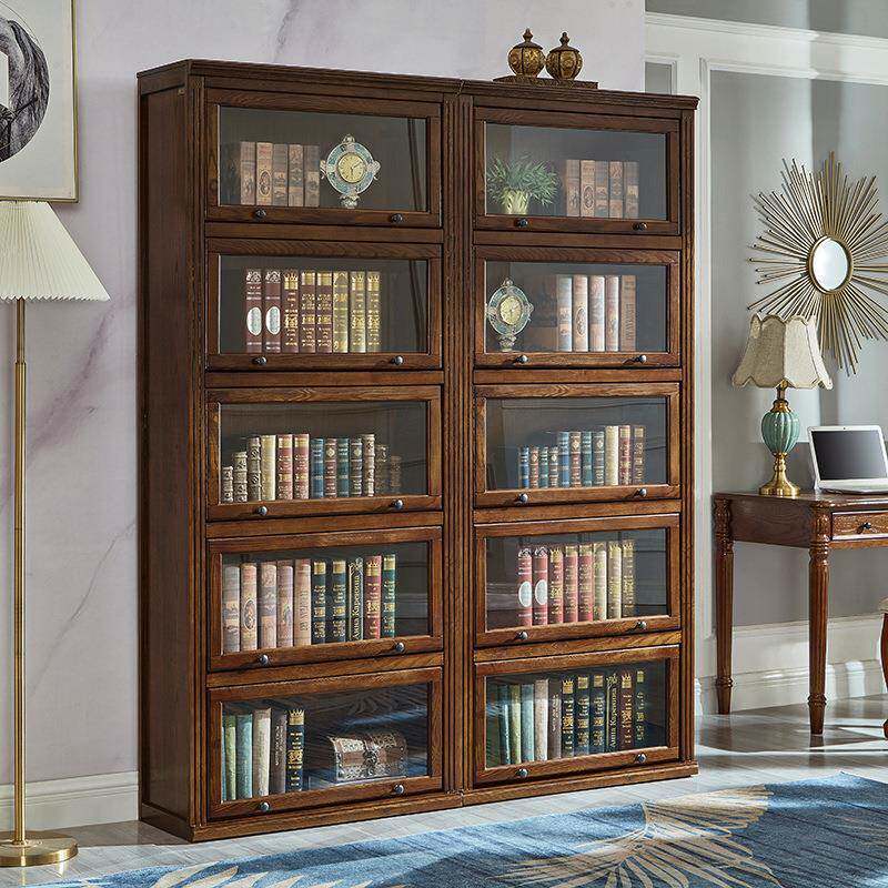 式防尘柜家用地书柜置物柜带玻璃门落实F96H589T木书架一体整墙置