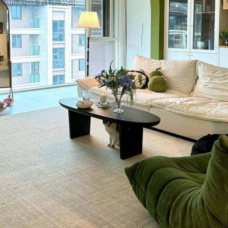 新公原馆-新民中型式黑色实木茶几椭圆形简约客厅家用小户宿木桌,住宅家具,茶几,淘宝优惠券,粉丝福利购,淘宝优惠卷