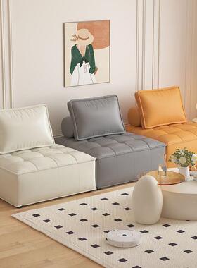 豆腐块发布艺沙发直排意式极简科厅技方户块简约懒人客小型沙YQR