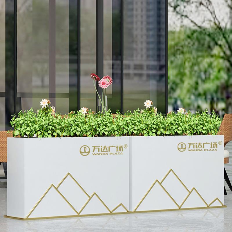 现代简约铁艺意花花箱创商业街小FGZ区户外盆绿植花售楼部花架箱
