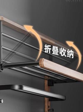 高档胡物桃木免打卫生间浴巾架挂式浴室置架太空LGL铝壁挂架孔毛