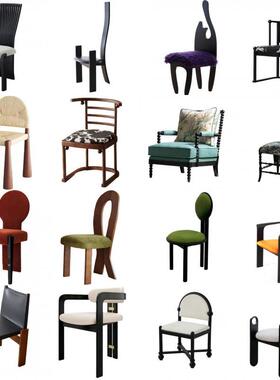 中古诧风餐桌椅子餐法式复古f7mPjh3R实木椅寂风家用设师计高颜值