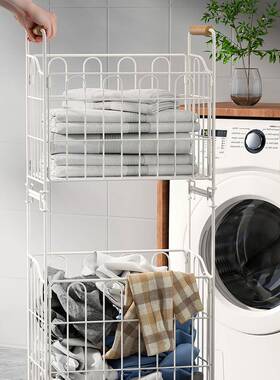 脏服铁艺10644W00收纳筐带轮轻奢衣可折叠脏篓推衣车多层家用脏篮