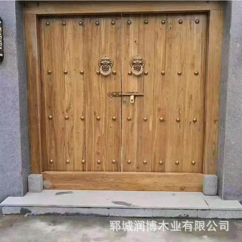 仿古大门中式大实门别墅进PJB户门榆木平开门中式四合院大红木门