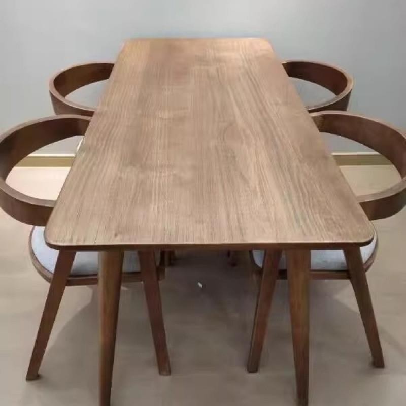 ebe全长子实木会议桌长台桌简约ZMA木工作办公桌条大桌原木桌椅组