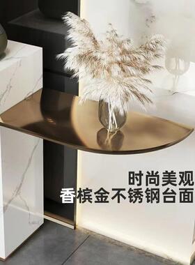 #代简约关桌别墅酒店走廊条51658现观景台不锈钢岩板超玄窄玄案关