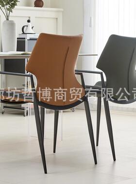 意式椅极简样设计师高端家用EHO餐椅酒店皮子楼售部板房餐厅洽谈
