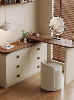 斗体OSC&中古风梳妆台带抽桌屉&法式梳妆台化妆实木收纳一奶油简