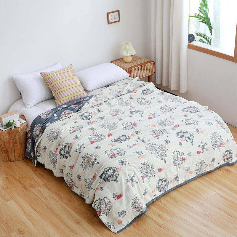 四层纱3布毛巾被双人棉床盖200*2休0无品牌/欧式午休息大盖毯夏凉