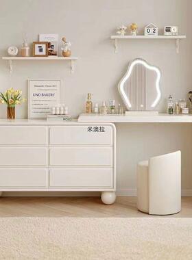 奶油风梳妆一体奢大32124存储省空间现代台简约收纳卧轻室家用梳