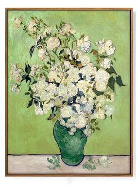 《白玫瑰》梵高关油画向日葵饰欧式客厅玄画世DY778289界名画艺术