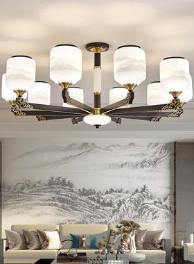 全新铜中式吊灯客灯现代36955简大气家用2022约年厅新款别墅大厅餐厅灯