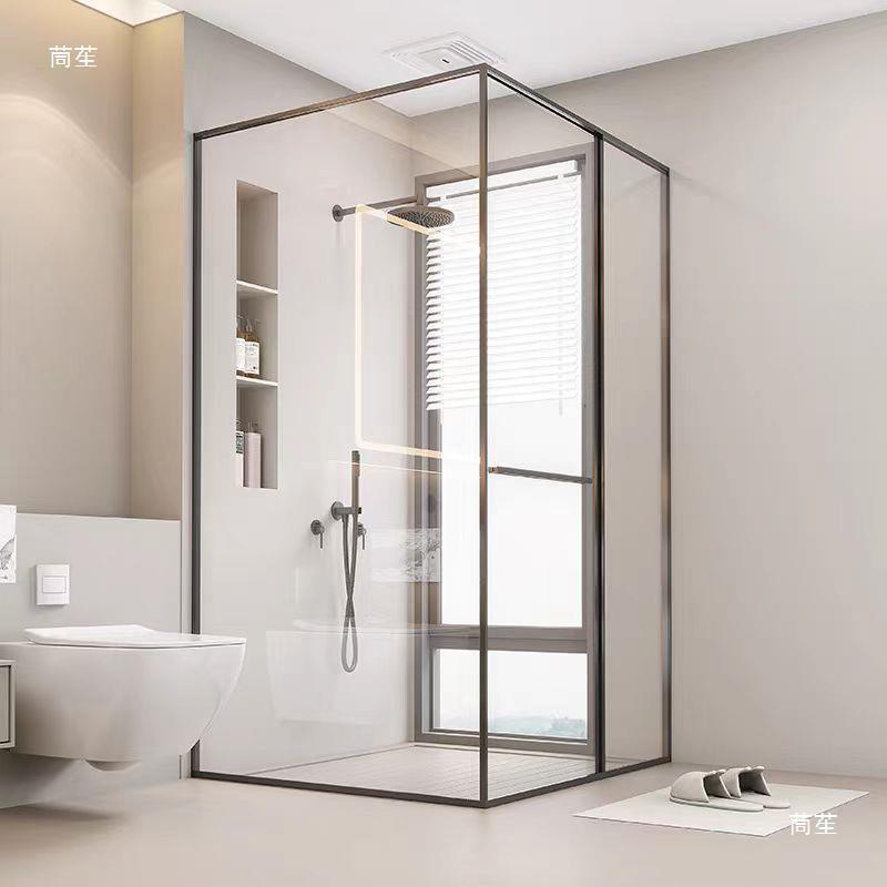 极窄型侧移门浴房干湿分淋离玻型璃隔断小户卫生无品牌/间内L飞侧