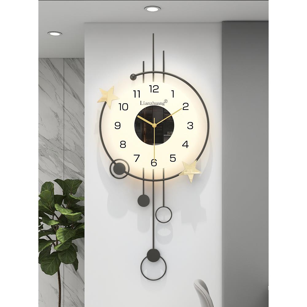 轻F98H9JS6奢现代简风客厅挂钟2创025新约款表钟餐厅意免打孔挂墙