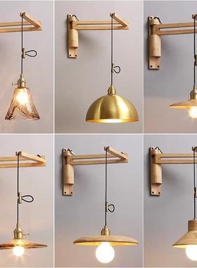 实木壁灯B1383可折伸缩叠室床臂头卧旋转摇日系壁灯餐厅陶瓷民宿