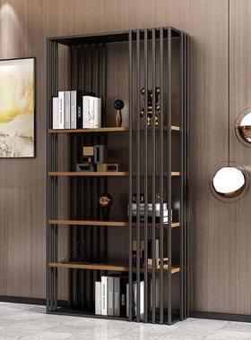 现代简约实木落地书架铁艺办公室断柜隔板房置架76725工业样风物