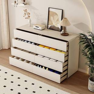 奶风八斗柜客厅全实木五斗卧室油靠FS758414物墙收柜纳抽屉柜现代